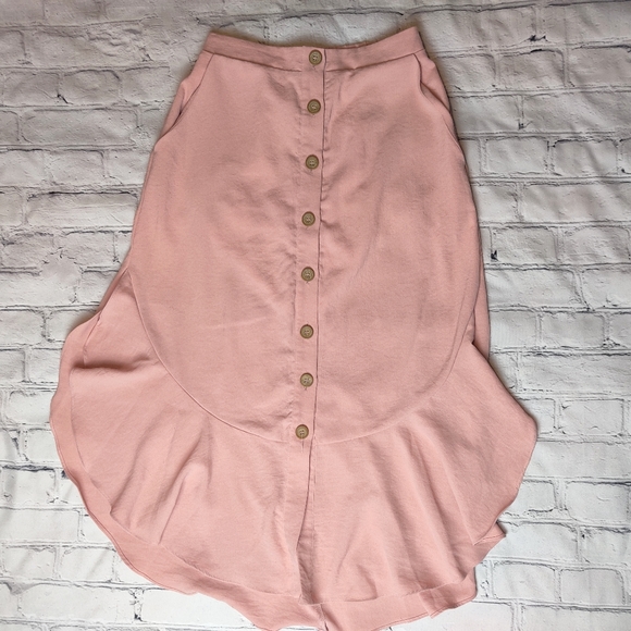 Lulus | Malta Button Front Ruffle Midi Ski… - Picture 3 of 9